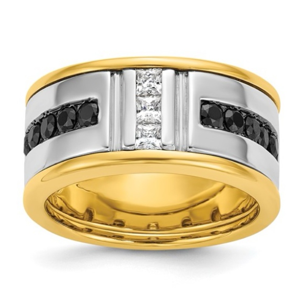 IBGoodman 14K Two-Tone Men's Diamond Ring – Black & White Diamonds – Size 10
